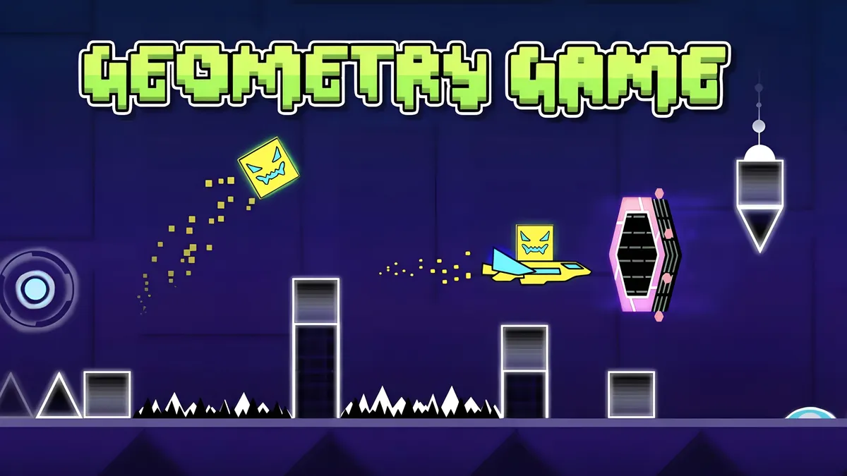 Geometrical Dash gameplay screenshot showing rhythm-based platformer action